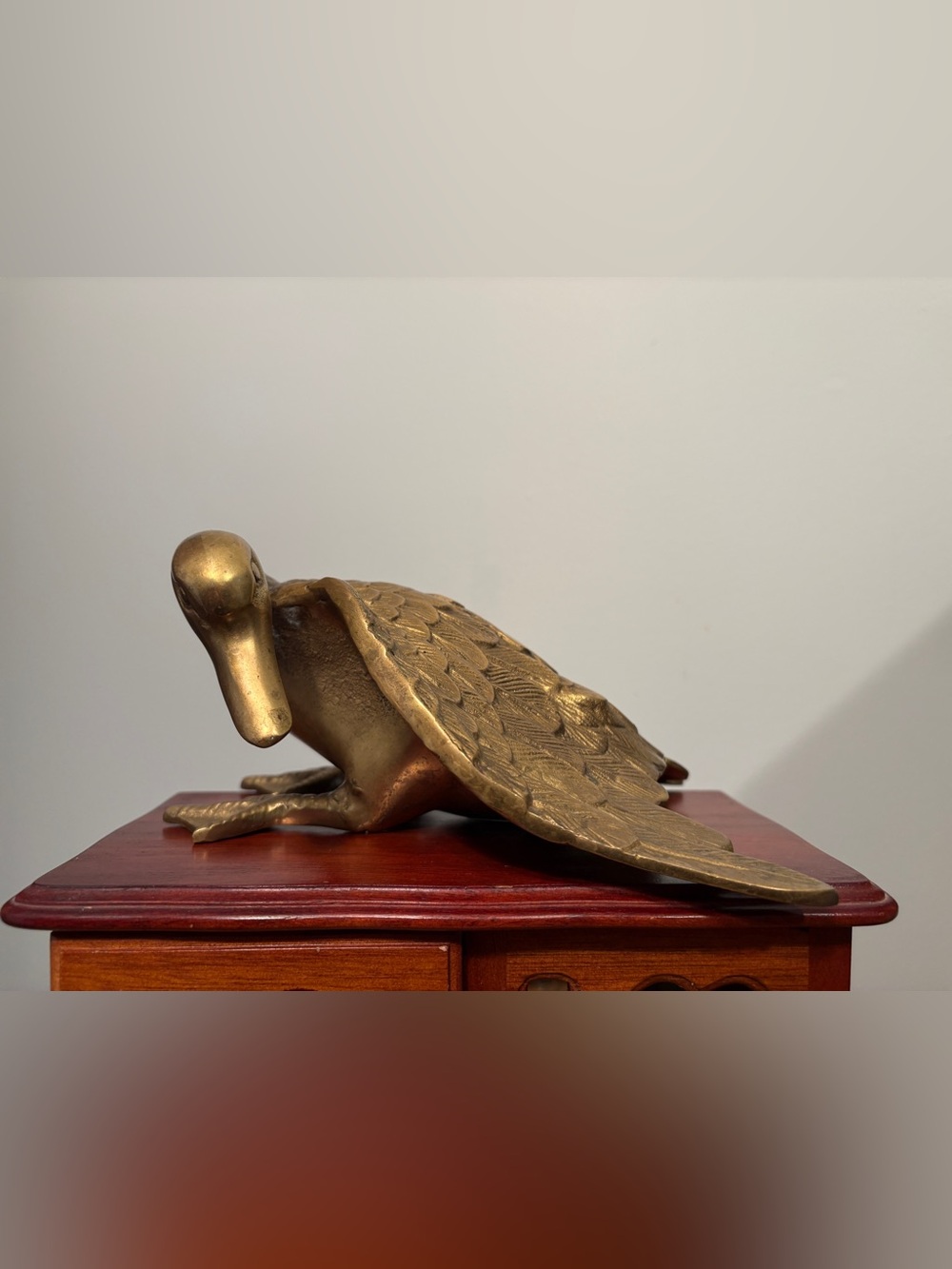 Large Vintage Brass Duck